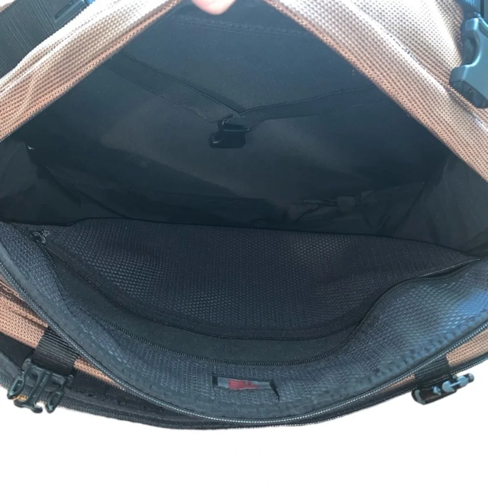 TUMI T2 Copper Brown Ballistic Nylon Messenger Laptop Carry On Travel Bag